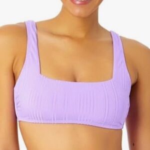 Salt + Cove Juniors Ribbed Square Neck Pruple Bikini Swim Top